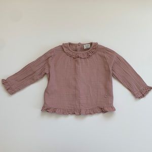 Tocoto Vintage Long Sleeve Pink Gauze Blouse 18M VGUC